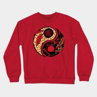 Red and Cream Feathers Yin Yang Crewneck Sweatshirt